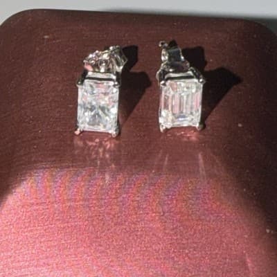 Emerald Cut Lab Created 14 Kt 2.5 Ctw Lab Created Diamond Earrings