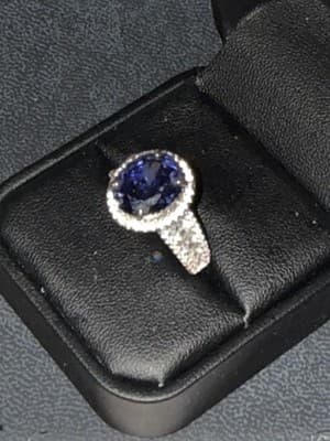 Blue Sapphire Ring With Crystal Gemstones Size 7 - Image 1