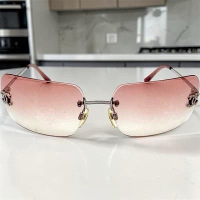 Chanel Pink Rhinestone Sunglasses 4017d Comes With Case Excellent Condition