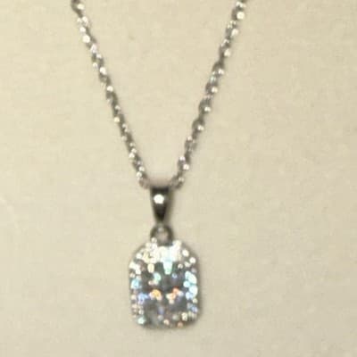 Square Cut Lab Created Diamond Drop Charm Necklace 14 Kt Gold