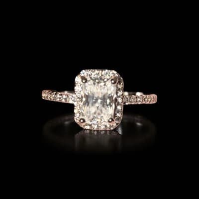 Square Shaped Lab Created Dinond Engagement Ring Size 7 14 Kt Gold White