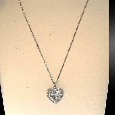 Lab Diamond Heart Necklace 14 Kt White Gold Necklace And Heart