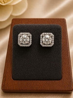 3 Ctw Lab Created Diamond Stud Earrings 14 Kt White Gold