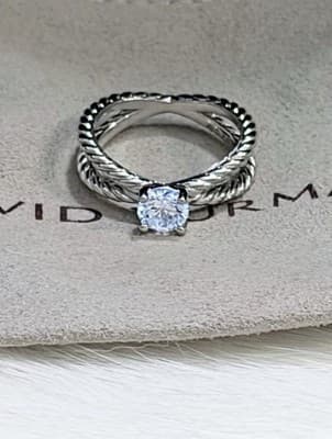 Platinum Double Ring 1 Ct Lab Created Diamond Ring Sz 7