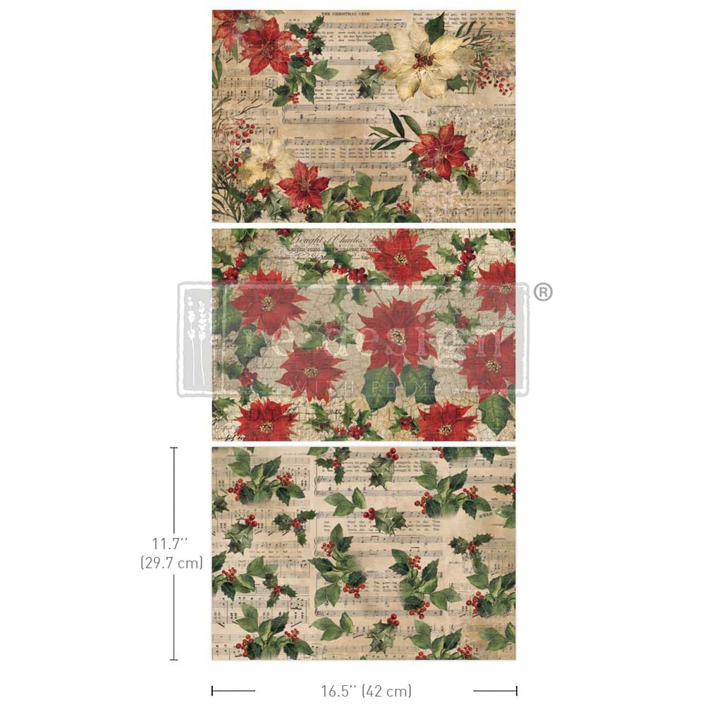 A3 Decoupage Fiber Pack - Poinsettias - Image 1