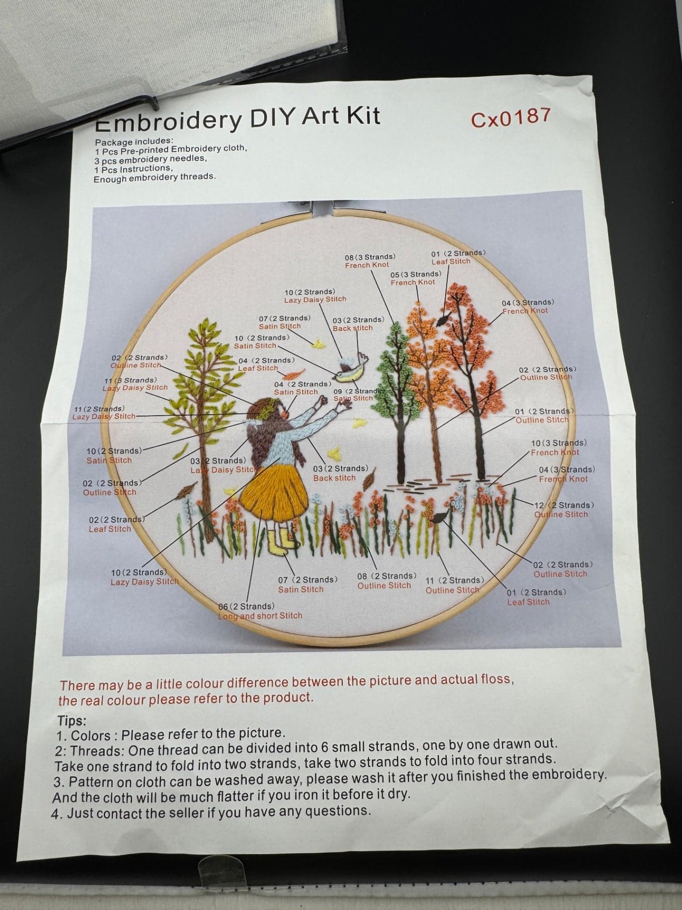 New Little Girl with Bird Embroidery Kit - Cx0187 - Image 1