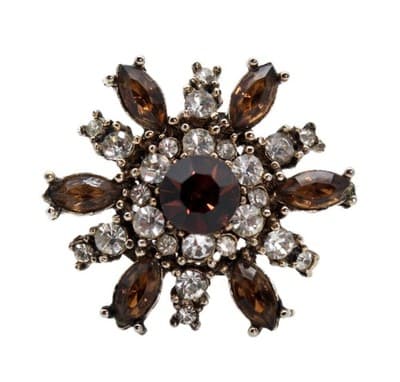 Vintage Smokey & Clear Rhinestone Floral Motif Made in Austria Pin Brooch - Image 1