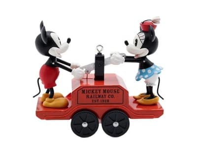 Hallmark Keepsake 2008 Riding The Rails Mickey & Minnie Christmas Ornament New - Image 1
