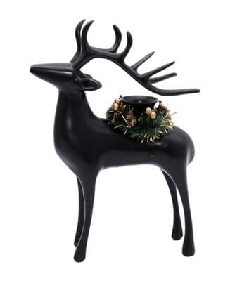 Pottery Barn Solid Bronze Reindeer Taper Christmas Holiday Candle Holder In Box - Image 1