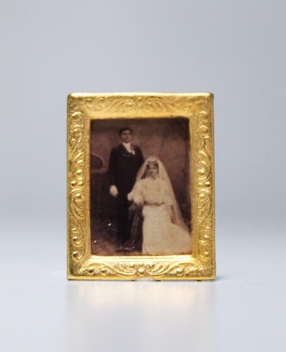 Antique Artisan Dollhouse Miniature Tintype Photograph On Frame Wall Art 1:12 - Image 1