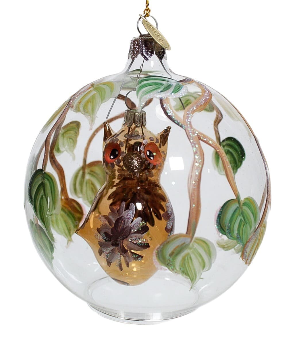 PIER 1 Imports Hand Painted Glass Owl Bird Dome Glass Christmas Ornament - Image 1