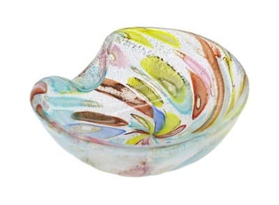 Vintage Murano Italy Tutti Frutti Multicolor Blown Glass Serving Candy Dish Bowl - Image 1