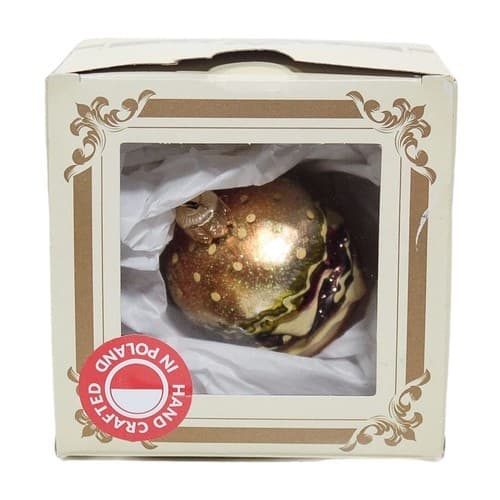 Vintage Poland Mouth Blown Hand Painted Cheeseburger Glass Christmas Ornament - Image 1