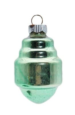 Vintage SHINY BRITE Green Lantern Motif Glass Christmas Ornament - Image 1