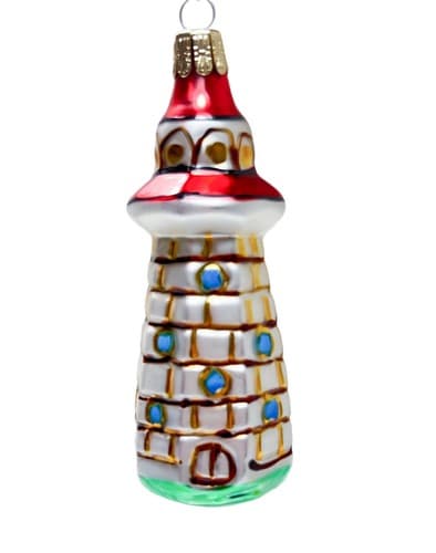 Vintage Republic Czech Lighthouse Christmas Glass Ornament - Image 1