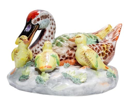Antique Hand Painted European Mallard Bird Porcelain Grouping Sculpture Figure - Image 1