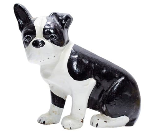 Vintage Cast Iron Boston Terrier One Sided Hand Painted Door Stop Bookend - Image 1