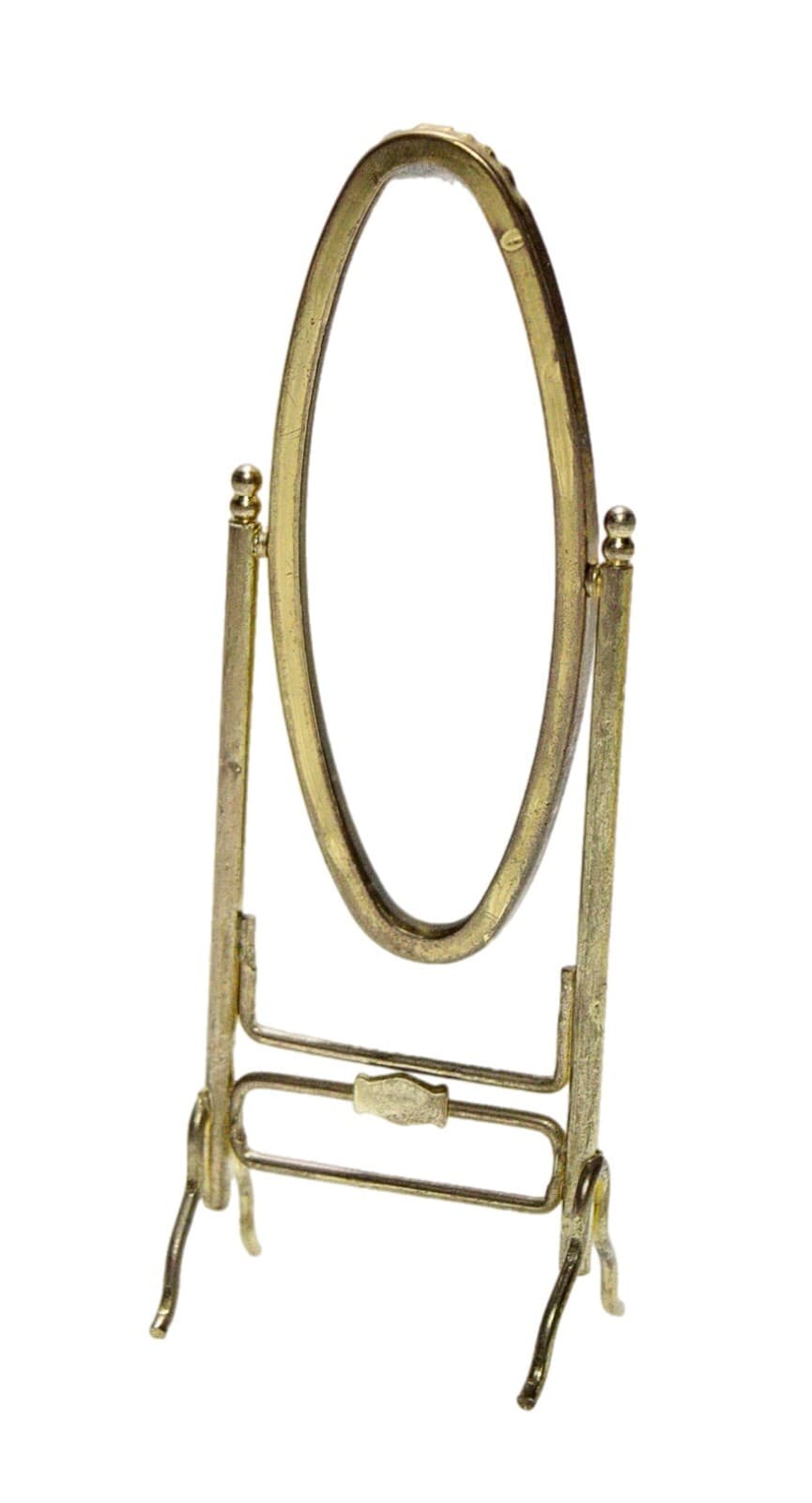 Vintage Miniature Dollhouse Cheval Brass Mirror Accessory Scale 1:12 - Image 1