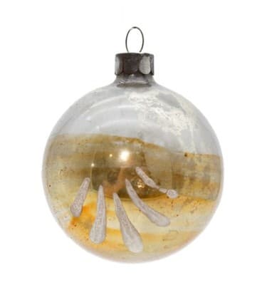 Shiny Brite Vintage Silver/Gold Stencil Decorated Ball Glass Christmas Ornament - Image 1