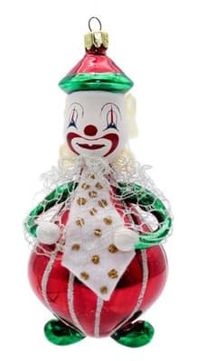 Vintage European Style Hand Blown Glass Circus Clown Christmas Ornament - Image 1