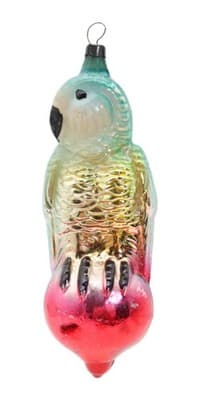 Old Parrot Bird On Christmas Ball Hand Painted Glass Christmas Ornament - Image 1