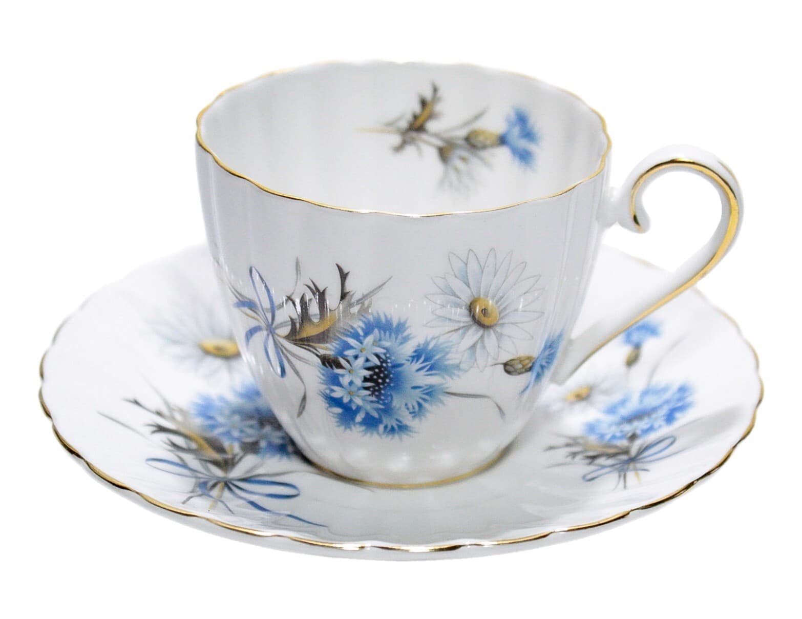 ROYAL TUSCAN Wedgwood Fine Bone China White Floral Cup & Saucer - Image 1