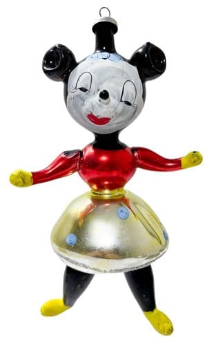 CHRISTOPHER RADKO Kissing Minnie Mouse Blown Glass Disney Christmas Ornament - Image 1