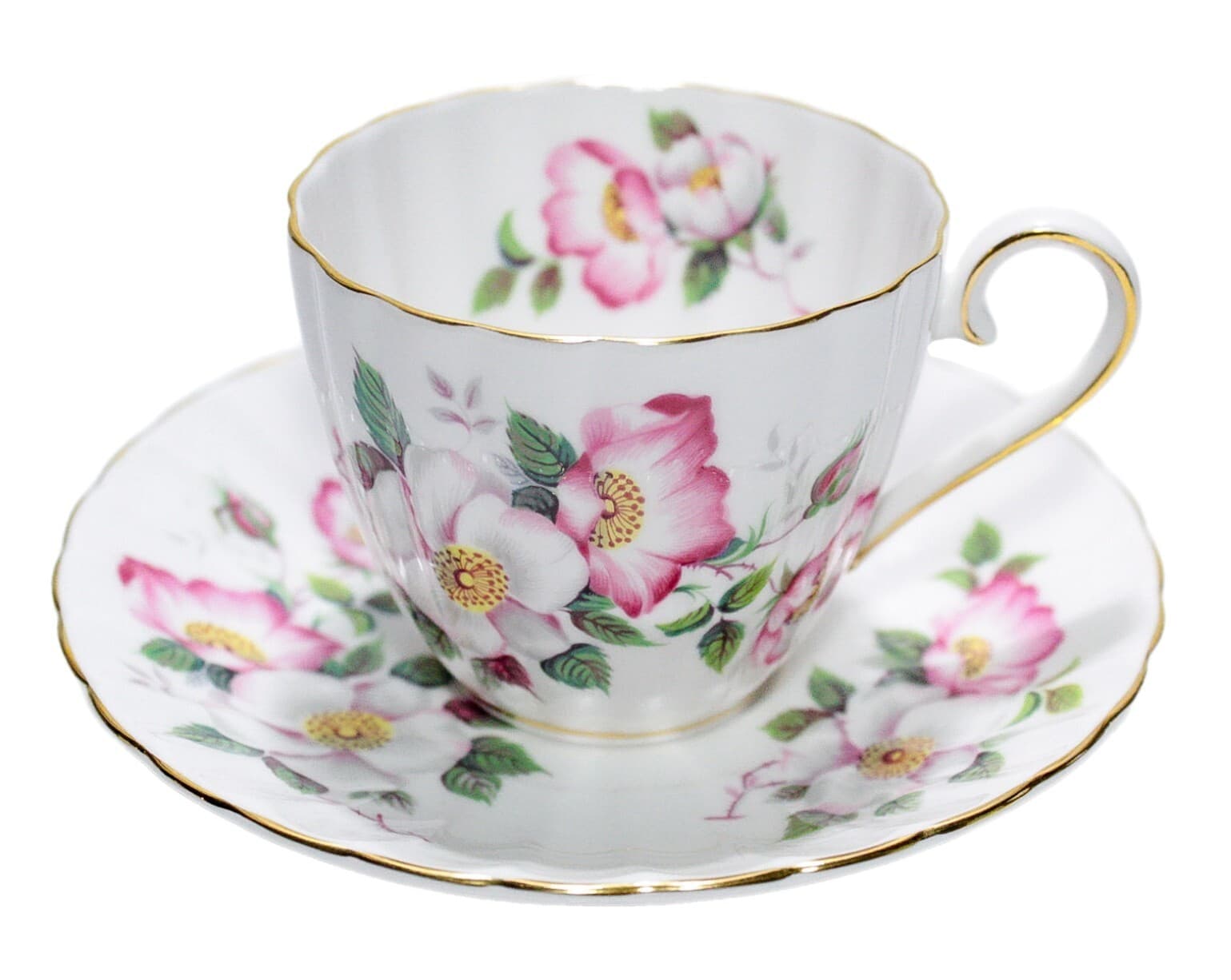 ROYAL TUSCAN Wedgwood D3185 Pattern Fine Bone China Floral Cup & Saucer - Image 1