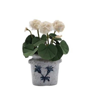 OOAK Miniature Dollhouse Geranium Artisan Signed Pottery Floral Vase 1:12 - Image 1