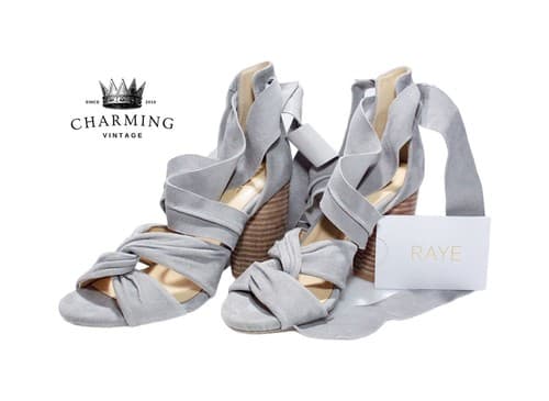 Raye Mira Heels Revolving Clothing Suede Smoke Gray Sandal Shoe Size 35.5 - Image 1