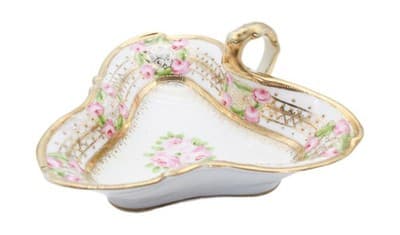 Antique Japan NIPPON Hand Painted Gold Gilt Handled Serving Dish Porcelain - Image 1