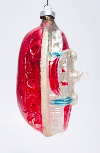 Rare Antique Glass Austria Boat Submarine Hand Painted Christmas Ornament - Image 1