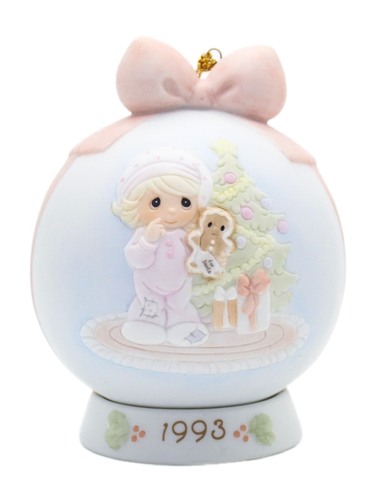 Precious Moments Wishing You The Sweetest Christmas Porcelain Ornament 1993 - Image 1