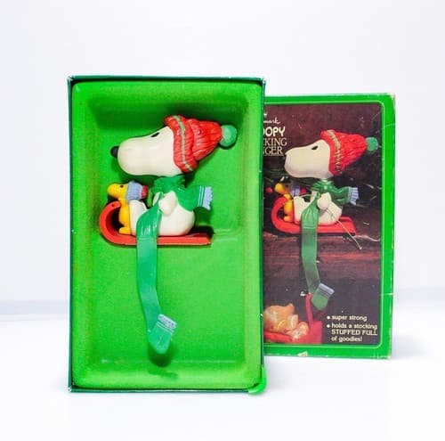 Vintage Hallmark SNOOPY Stocking Hanger Holder Christmas Ornament - Image 1
