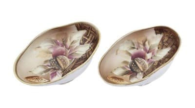 2 Antique Hand Painted Acorn Motif Japan NIPPON Porcelain Serving Dishes - Image 1