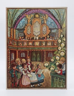 Vintage Germany Church Choir Rare Large Paper Christmas Advent Calendar - Image 1