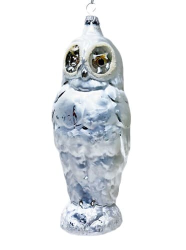 KREBS GLAS LAUSCHA Germany Snowy Owl Glass Christmas Ornament - Image 1