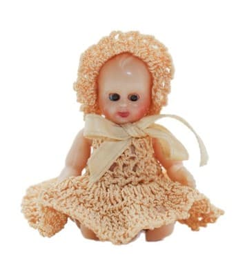 Vintage Dollhouse Jointed Hard Plastic Crochet Dress Sleeper Baby Doll - Image 1