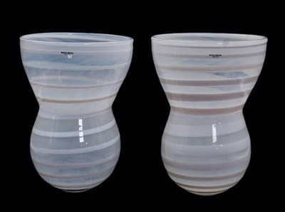 Pair of Mid-Centurh KOSTA BODA Sweden Art Glass Gunnel Sahlin White Vases - Image 1