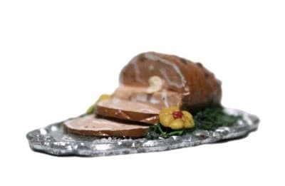 Vintage Dollhouse Miniature Christmas Glazed Ham & Pineapple Kitchen Accessory - Image 1