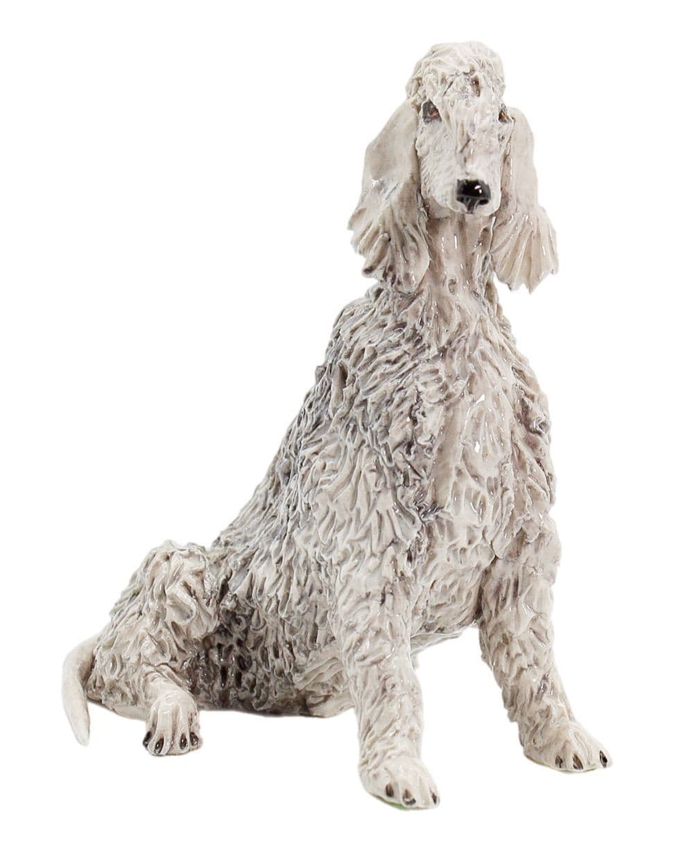 EVE PEARCE Handcrafted Sitting Bedlington Terrier Porcelain Dog Sculpture OOAK - Image 1
