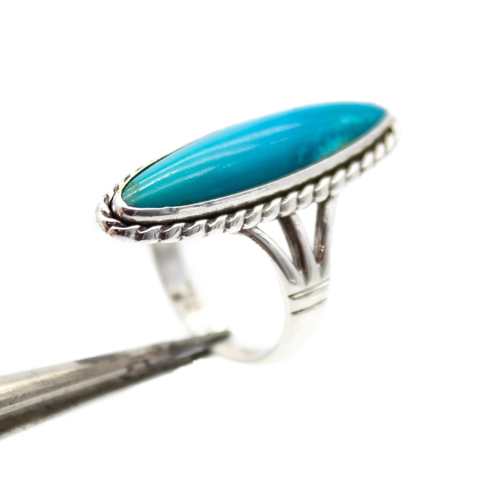 Fred Harvey Vintage Sterling Silver Native American Turquoise Ring Size 7.5 - Image 1