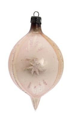 Vintage Made In Poland Star Mica Teardrop Mercury Glass Christmas Ornament - Image 1