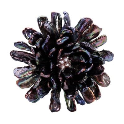 Vintage Natural Peacock Baroque Pearl & Seed Pearl Floral Statement Pin Brooch - Image 1