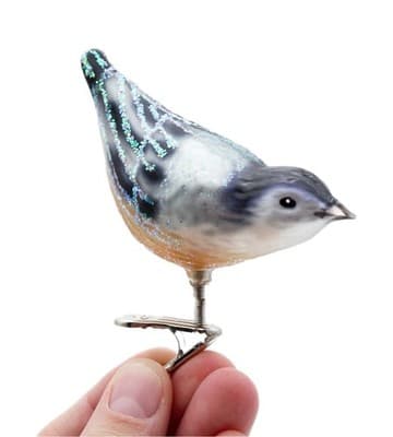 Old World Christmas OWC Glass Nuthatch Bird Clip-On Christmas Ornament In Box - Image 1