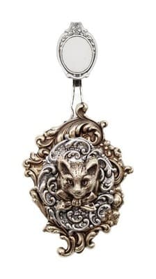 Rare Vintage Two Tone Cat & Scroll Motif Reading Spoon Bookmark - Image 1