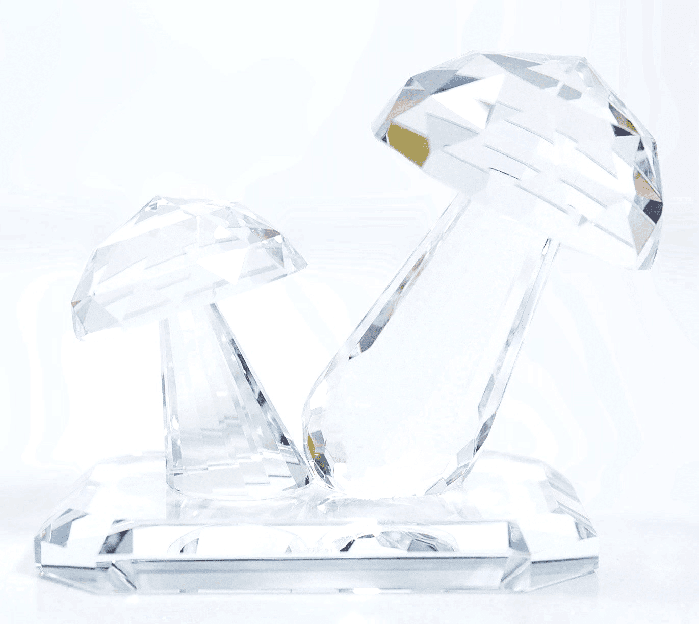 Clear Crystal Glass Collectible Two Mushrooms Figurine 3 1/4" Tall - Image 1