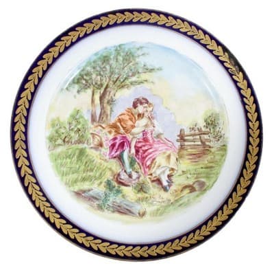 Antique LIMOGES France Hand Painted Gold Gilt Rim Porcelain Cabinet Plate - Image 1