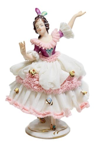 ALKA DRESDEN Germany "Angela" Floral Laced Porcelain Dancer Figurine - Image 1