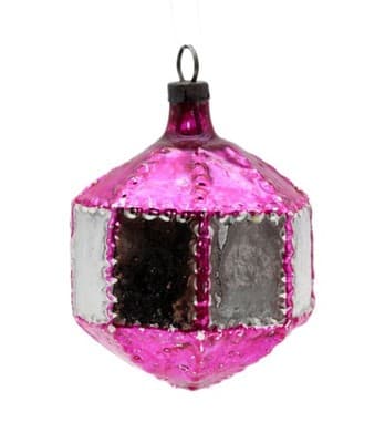 Vintgae Germany Diamond Octagonal Bumpy Feather Tree Glass Christmas Ornament - Image 1